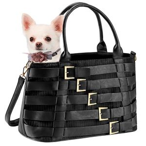 Fashion Stylish Portable Dog Cat Kitten Hand Tote Shoulder PU Leather Ha…